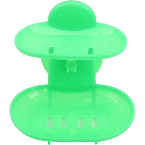 Porte-savon double couche pour salle de bain, bleu tendance, avec ventouses robustes, neuf.