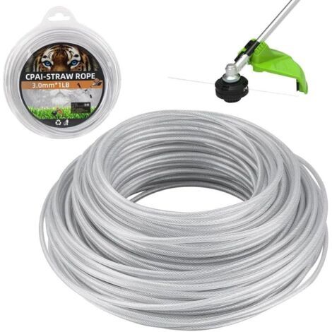 Fil Coupe Bordure Acier 3mm x 45m, Débroussailleuse 3mm, De Tondeuse en pour de Jardin, Bobine Debroussailleuse Rechange à Gazon -