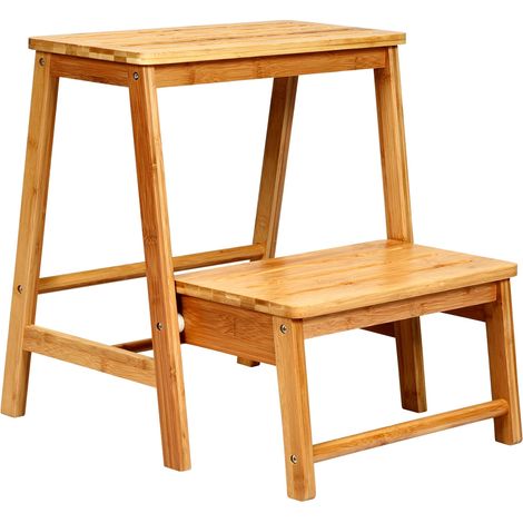 Sgabello pieghevole 45 x 51 x 48 cm portata 100 kg design moderno in bambù naturale 200019588