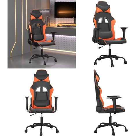 Gaming-Stuhl Schwarz und Orange Kunstleder - Gaming-Stuhl - E-Sports - PC-Gamer - Ergonomischer Stuhl - Schreibtischstuhl - Home & Living (1/5)