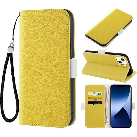 CUSTODIA GIALLA PER IPHONE 14 MAX 6.7' CON LACCETTO BLOCCABILE (1/5)