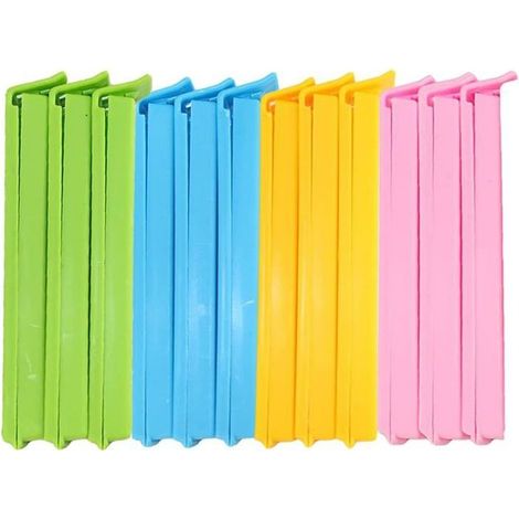 12 Reusable Food Bag Clips. Airtight Seal for Snacks, Candy, and Packaging. Colorful (1/5)