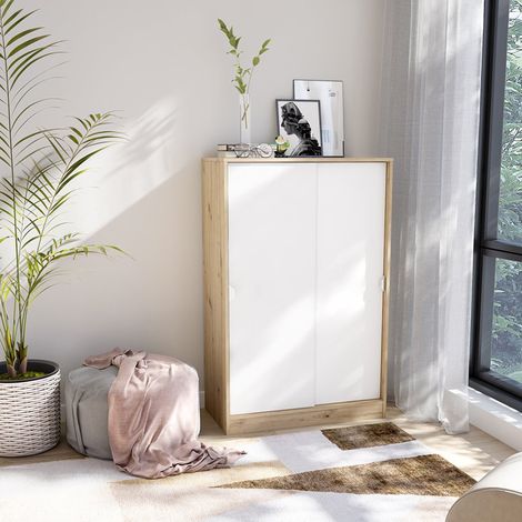 Garderobe 2-Türer Stelvio, Kleiderschrank Schlafzimmer 2 Einlegeböden, 40x119h cm Braun (1/5)