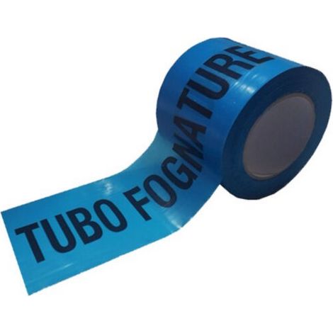 Koem rotolo nastro segnaletico alta visibilita' azzurro in polietilene cm 10x200 mt per segnalazione tubo fognatura per ediliza e lavori stradali