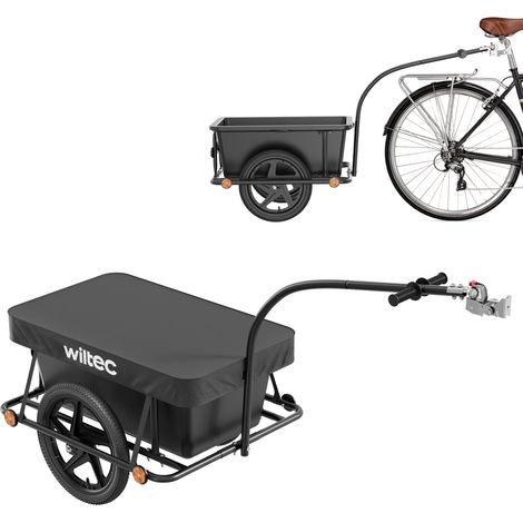 Wiltec Fahrrad Lastenanhänger 158x69x51 cm bis 80 kg, Fahrradanhänger mit 90 L Transportwanne, Kupplung und Luftreifen, Handwagen Anhänger für Fahrrad (1/5)