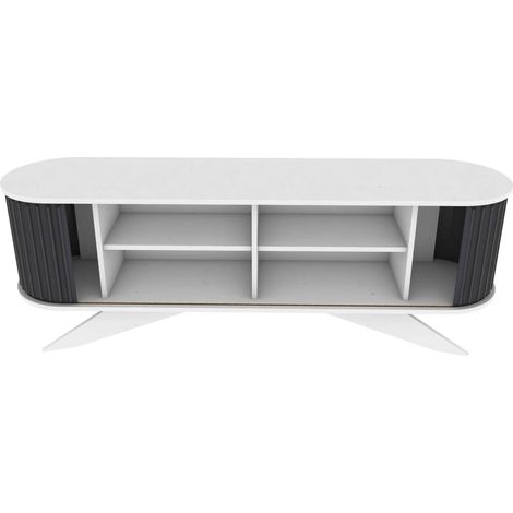 Dmora - Mobile porta TV Aludra, Credenza da soggiorno, Armadio basso per TV, Base parete attrezzata, 180x43h60 cm, Antracite e Bianco, con imballo rinforzato, con imballo rinforzato (1/5)