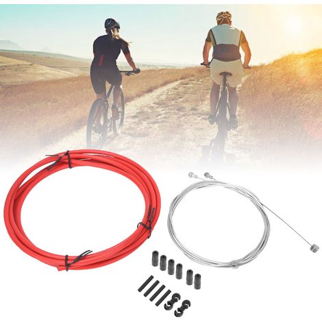 Kit de Câbles de Frein et Dérailleur pour Vélo Rouge avec Gainés - Accessoires Cyclisme