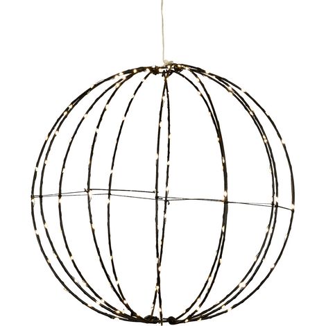 Luca Lighting LED Kugel hängend Ø 38 cm warmweiß batteriebetrieben mit Timer - 144 LED schwarz