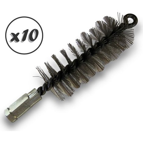 Lot de 10 Brosses à tube PRO INOX Ø 50 mm Raccord M12175 femelle Ame en acier torsadé Nettoyage brossage tube et canalisation Kibros 41SCI50x10