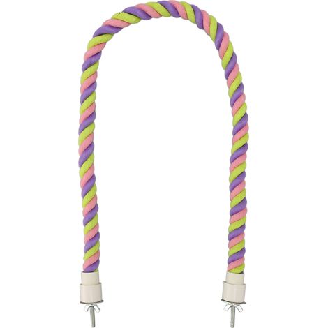 Perchoir en corde pour oiseaux, balançoire colorée amusante, jouets d'escalade en coton pour perruches, calopsittes, perroquets, tourtereaux, perruches, 80cm/31,5 pouces (1/5)