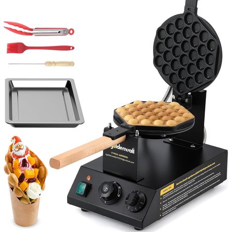 Machine à Gaufres à Bubble Waffle - 1400W avec Revêtement Antiadhésif pour Café/Boutique de Desserts/Restaurant - Réglage Automatique de La Température avec Recettes (1/5)