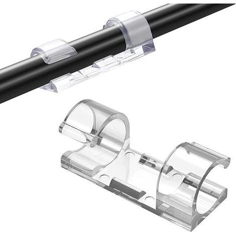Kabelclips [20 Stück], Kabelmanagement-Clips, Kabelbinder, selbstklebende Befestigungselemente, können zur Kabelführung in Haus oder Büro verwendet werden (transparent) (1/4)