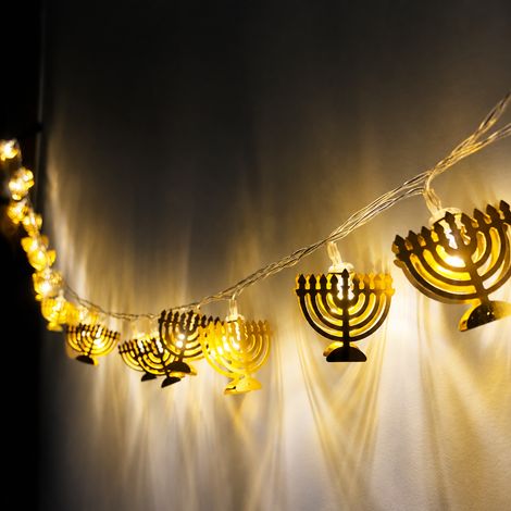 Guirlande lumineuse LED Ménorah dorée à 9 branches 3 m 20 LED - modèle USB pour Hanoucca et Noël 240 g – Livraison gratuite
