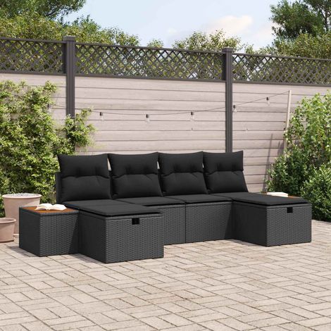 vidaXL Garten-Sofa-Set 6 pcs Schwarz 55 x 62 x 69 cm Poly Rattan (1/5)