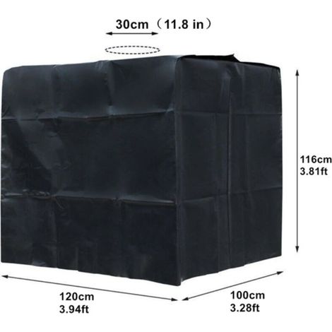 Plane für 1000-Liter-IBC-Container, Wassertankabdeckung, UV-beständig und staubdicht, Schutzhülle für IBC-Container (120 x 100 x 116 cm, Schwarz)