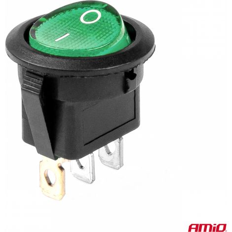 Interrupteur rond avec rétroéclairage vert AMIO-03084 (1/4)