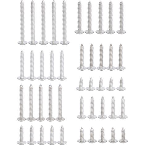 Lot de 45 vis autoperceuses tête ovale fraisée, acier inoxydable 304, filetage profond M6, longueurs multiples (1/5)