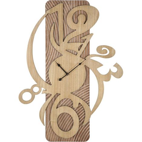 Horloge Murale Déco "Wolly" 93cm Naturel