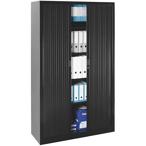 Armoire haute à rideaux monobloc 198 x 120 cm noire