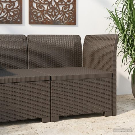 Canapé de Jardin 1 Place en PP Aspect Rotin Fauteuil d'Extérieur Modulaire Gris Clair - PANGIVO (1/5)