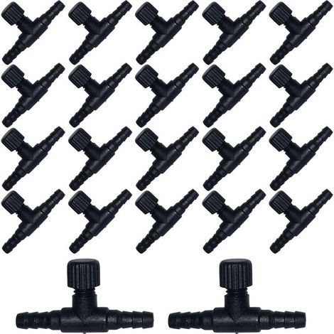 20 Pièces Valves de Contrôle d'air pour Aquarium Valves à air D'aquarium en Plastique Aquarium Valve d'air Pompe À Air Connecteurs de Tubes pour 4mm ID Tuyau de Ligne d'air(Noir) (1/5)