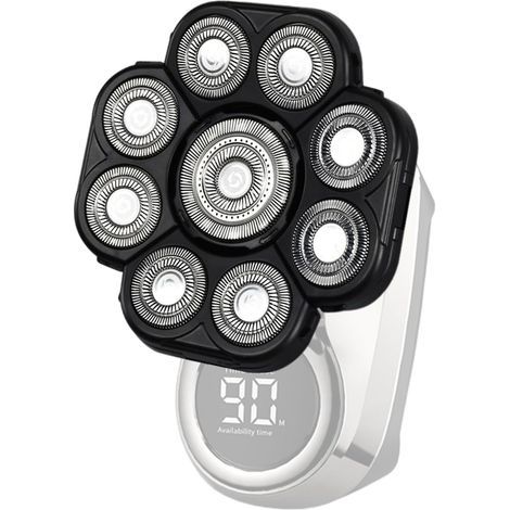 Replacement razor heads - 9 universal rotary blades, double-ring extreme speed design. Wet and dry bald shaving solution for men, grooming tool. (1/5)