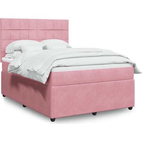 Boxspringbett mit Matratze Rosa 140x190 cm Samt vidaXL (1/5)