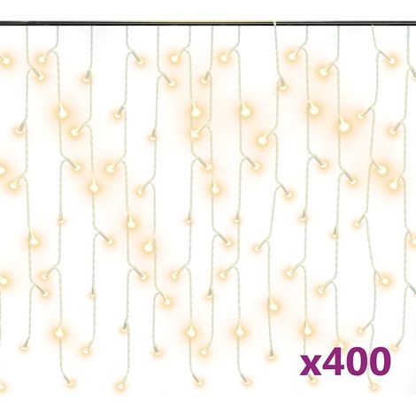 vidaXL Luci a Ghiaccioli a LED 10 m 400 LED Bianco Caldo 8