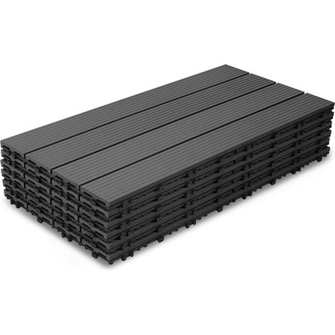 Randaco 36pcs Dalle de terrasse, Revêtement de sol extérieur, Terrasse composite, 30x60cm Balcon Jardin
