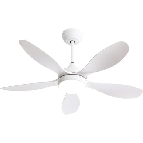 42" Deckenventilator mit Licht und 6-Gang-Gleichstrommotor, 5 Flügel, Weiß