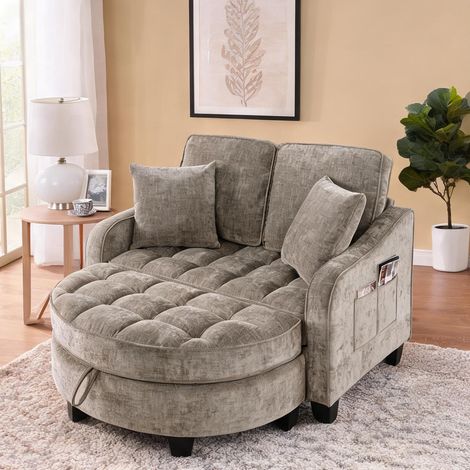 Canapé convertible 2-en-1 en bois d'eucalyptus avec rangement (1/5)