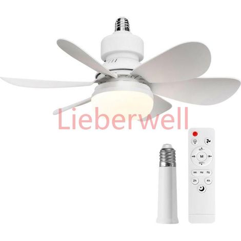 Ventilateur de plafond avec éclairage et télécommande finition blanche, fonctionnement silencieux, éclairage trois couleurs. (1/5)