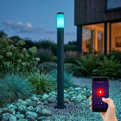 Smart Home RGB LED lampada da terra per esterni pilastro in acciaio inossidabile percorsi del giardino illuminazione dimmerabile prato aiuola cortile anteriore luce del piedistallo app (1/5)