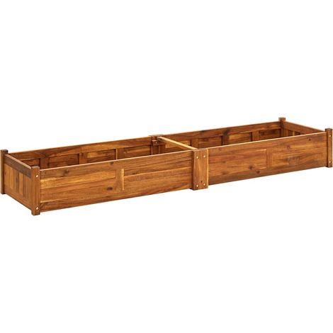 Jardinière Lit surélevé de jardin Bois d'acacia 200x50x25 cm (1/5)