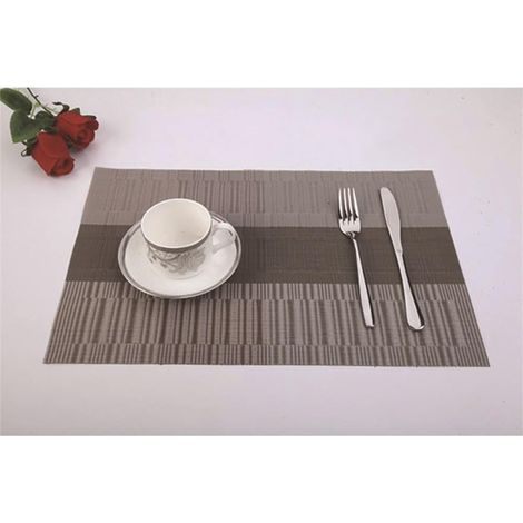 Set mit 6 abwaschbaren PVC-Tischsets, modern, hitzebeständig und rutschfest, für Küche und Esszimmer, 45 x 30 cm (dunkelgrauer Farbverlauf)