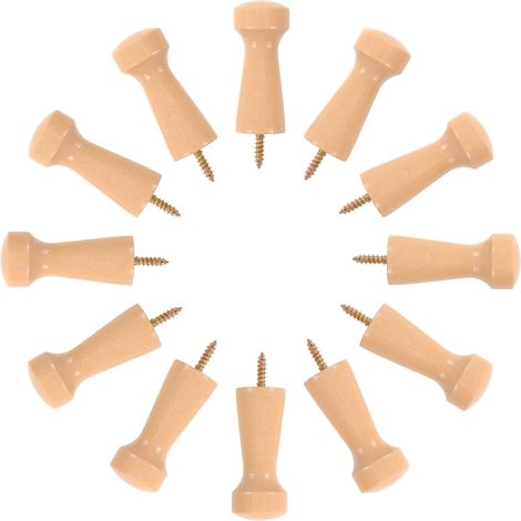 20 crochets muraux bois, M4, avec vis, pour maison et entrée (1/5)