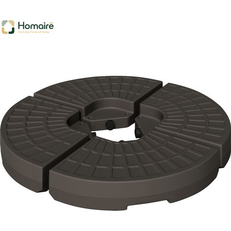 HOMAIRE Ständer pour parasol remplissable en eau (17kg) ou sable (25kg) en HDPE couleur café 100x100x10,5cm