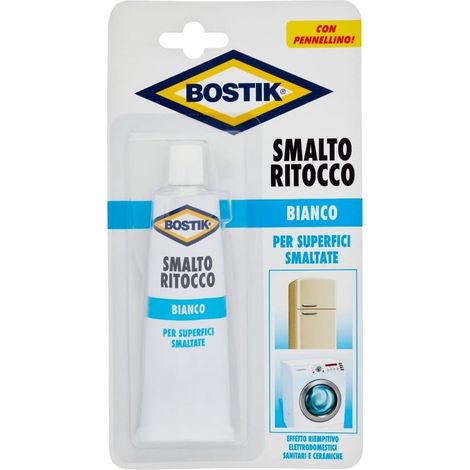 Smalto ritocco bianco Bostik per superfici smaltate blister con pennellino