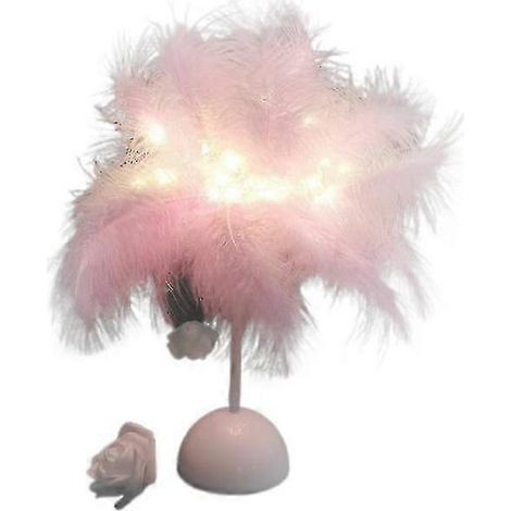 Abat-jour en plumes pour lampe de table, veilleuse de chevet, décoration de chambre Rose (1/5)
