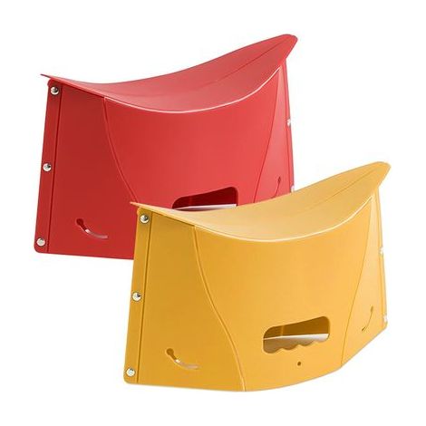 Marche Pied Toilette Pliable Lot de 2, Tabouret Toilette Multifonction, Tabouret Pliable également de Sac de Rangement, Ultra-Fin, Marche Portable pour la Maison, Rouge et Jaune (1/5)