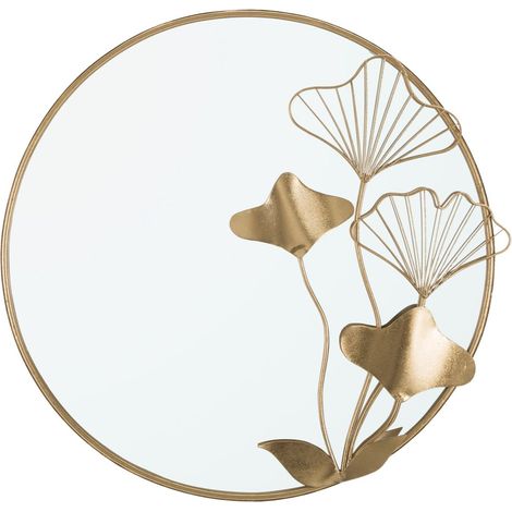 Specchio da parete fiori decorativi in ferro color oro per bagni e camere da letto (1/4)