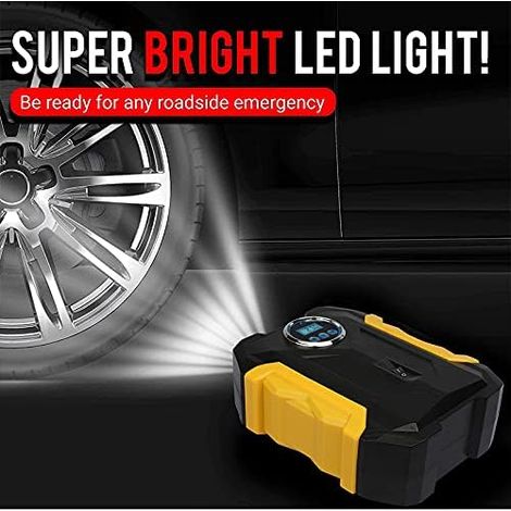 Compressore da 12 V, compressore d'aria portatile, pompa d'aria per auto, compressore mobile, pompa per pneumatici per auto da 150 PSI con manometro per pneumatici e luce LED, per auto, bicicletta, mo (1/4)