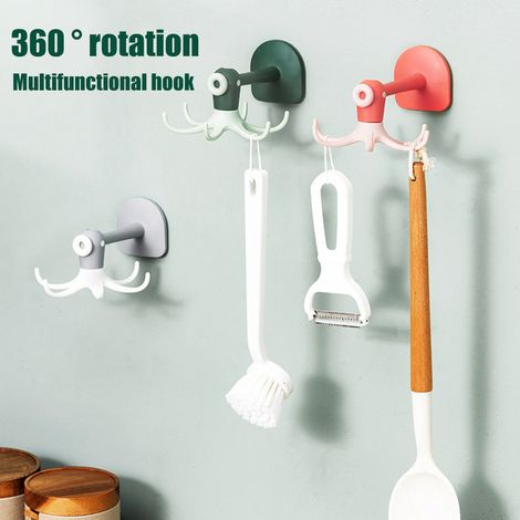 Crochet Rotatif 360° pour Cuisine, 6 Griffes, Support d'Organisation pour Accessoires de Cuisine et Salle de Bain, Installation Sans Perçage (1/5)