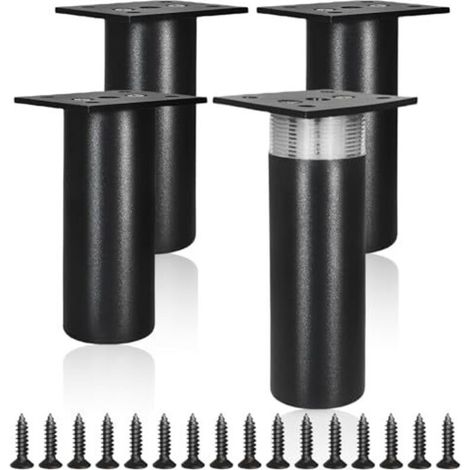 4-teiliges Set verstellbarer Möbelfüße (12–13 mm), Tischbeine aus Aluminiumlegierung, Möbelfüße mit Schrauben, für Möbel, Sofas, Kleiderschränke, Küchenschränke, Schwarz. Marke: Aurinovellia