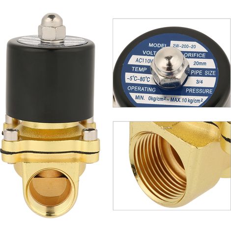 Deux électrovannes normalement fermées, 2W200-20, 6 points, 110 V CA. (1/5)