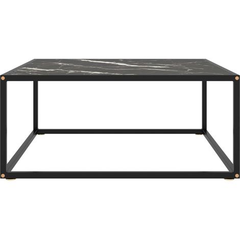 Maison Exclusive - Couchtisch Schwarz mit Schwarzem Glas in Marmo