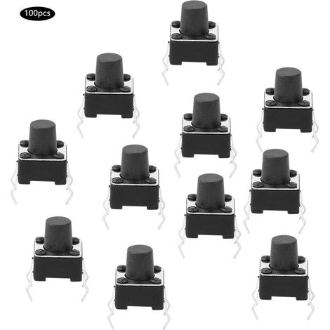 Lot de 100 mini-interrupteurs tactiles momentanés à bouton-poussoir (6 x 6 x 7 mm) (1/5)