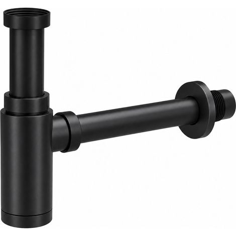Siphon bouteille lavabo – Acier inoxydable 304 – Anti-odeurs avec trappe de nettoyage – Montage facile sans outil – Noir mat (1/5)