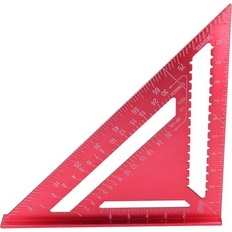Équerre de menuiserie en aluminium triangulaire rouge, résistante à la corrosion, échelle précise, outil de mesure pour meubles et travaux de bois (1/5)