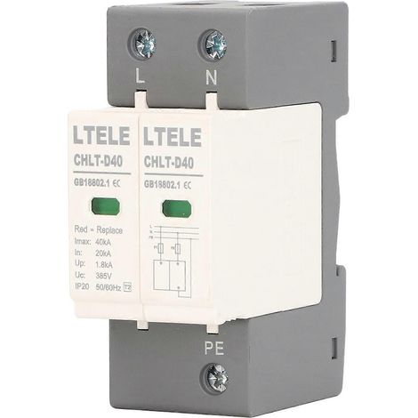 Dispositif de protection contre les surtensions pour courant alternatif, conception modulaire, ignifugé, parafoudre à action rapide, bipolaire, 40 kA, 385 kV (1/4)